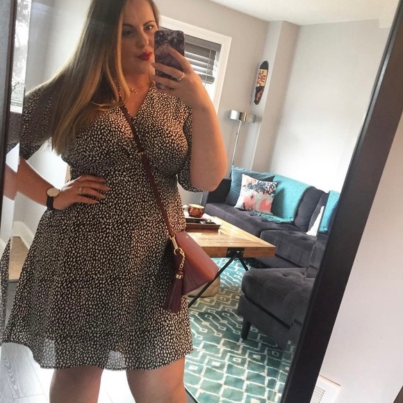 RW&CO Navy Animal Print Wrap Fit & Flare Dress L - Picture 2 of 12